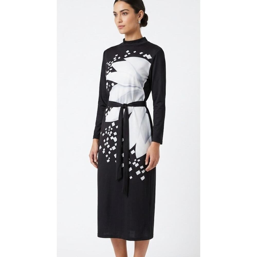 Sophisticated Midi Dress Graphic Design Modern Artistic Streamline Large